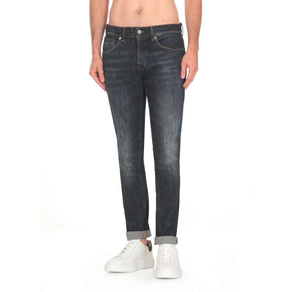 Dondup Blauwe Katoenen Jeans met Borduurwerk Blue Heren