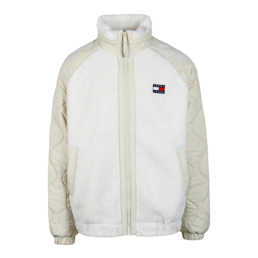 Tommy Jeans Stijlvolle jas met polyester en acryl White Heren