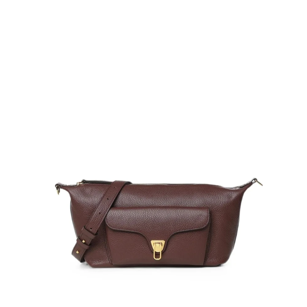 Coccinelle Leather Shoulder Bag With Lock Closure - Female - Cross Body Bags - Brown - One Size - Bags - Image 4