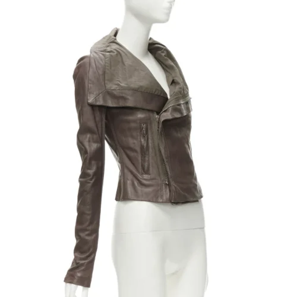 Rick Owens Pre-owned Leather outerwear Brown Dames