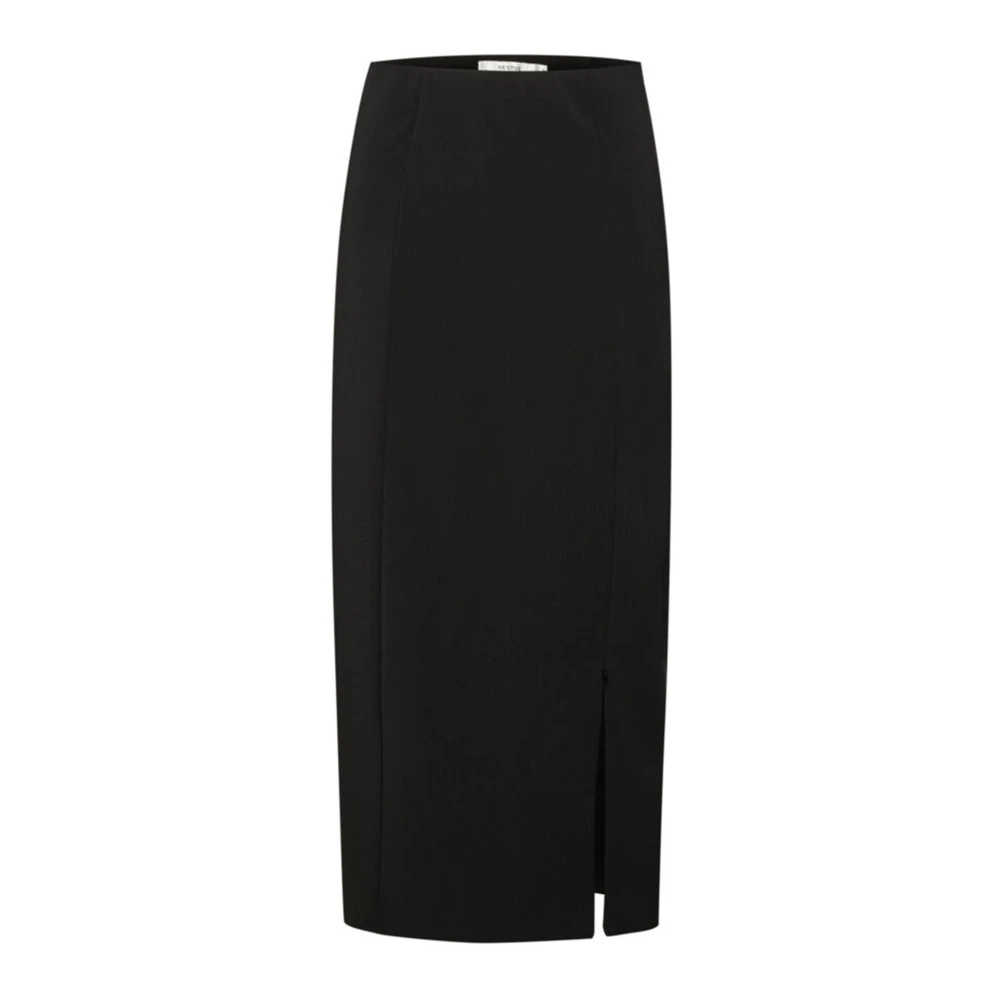 Gestuz Black Long Skirt With High Slit - Female - Midi Skirts - Xs - Skirts