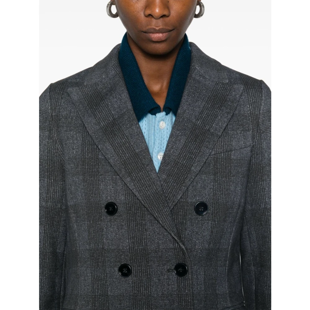 Circolo 1901 Geruit Patroon Dubbel-Borst Jas Blauw Gray Dames