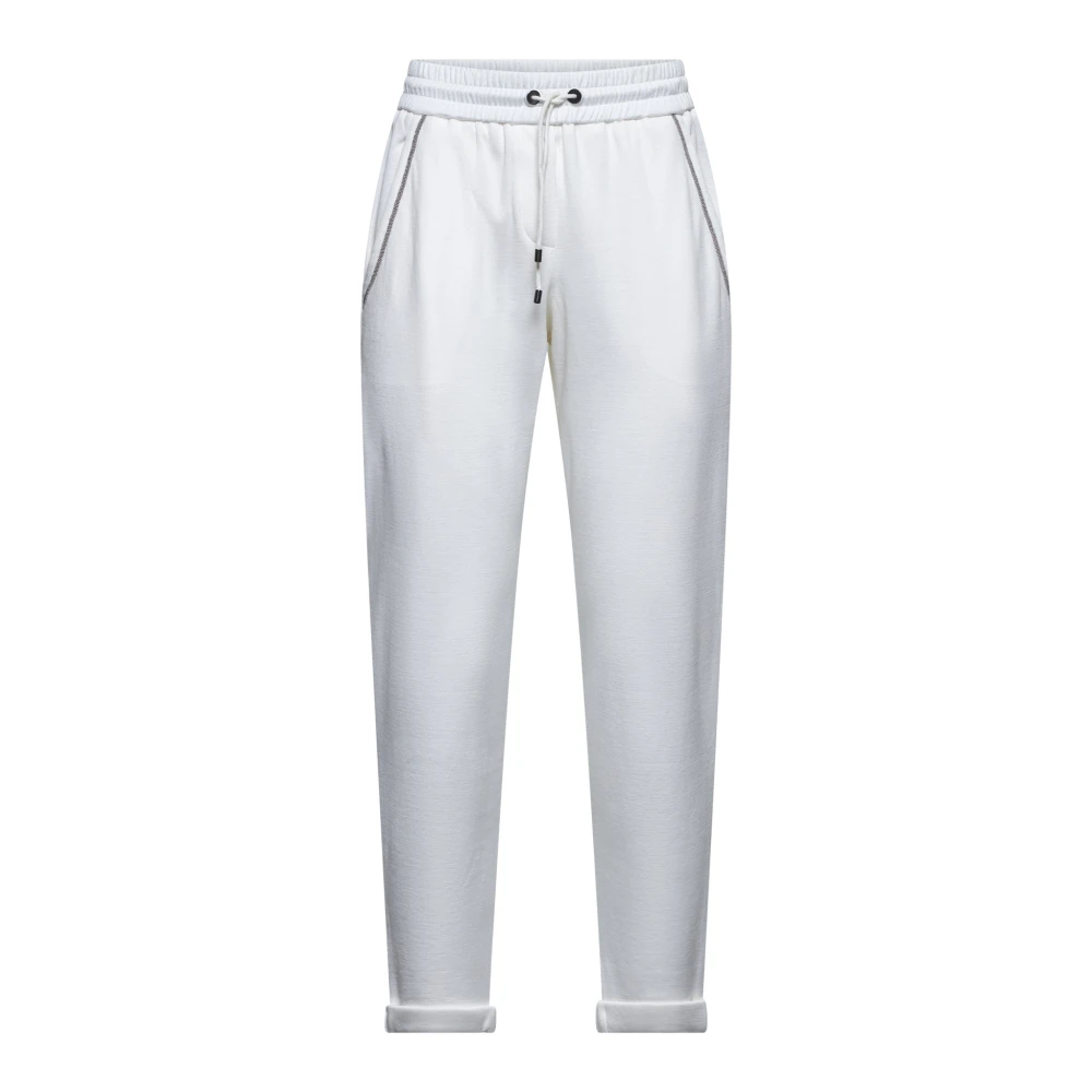 BRUNELLO CUCINELLI Elastische Taille Zijde Katoen Shorts White Dames