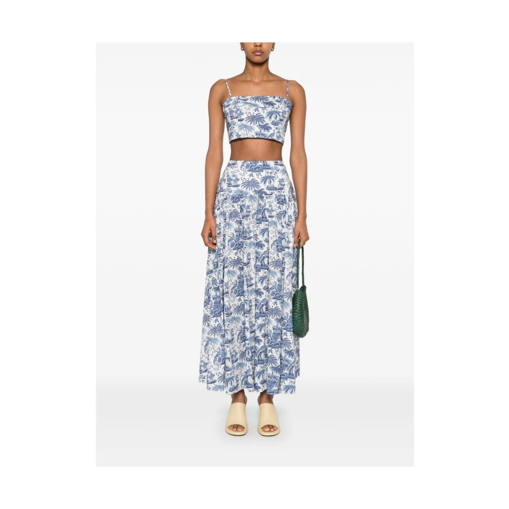 Staud Witte Shirred Panel Cami Jurk Blue Dames