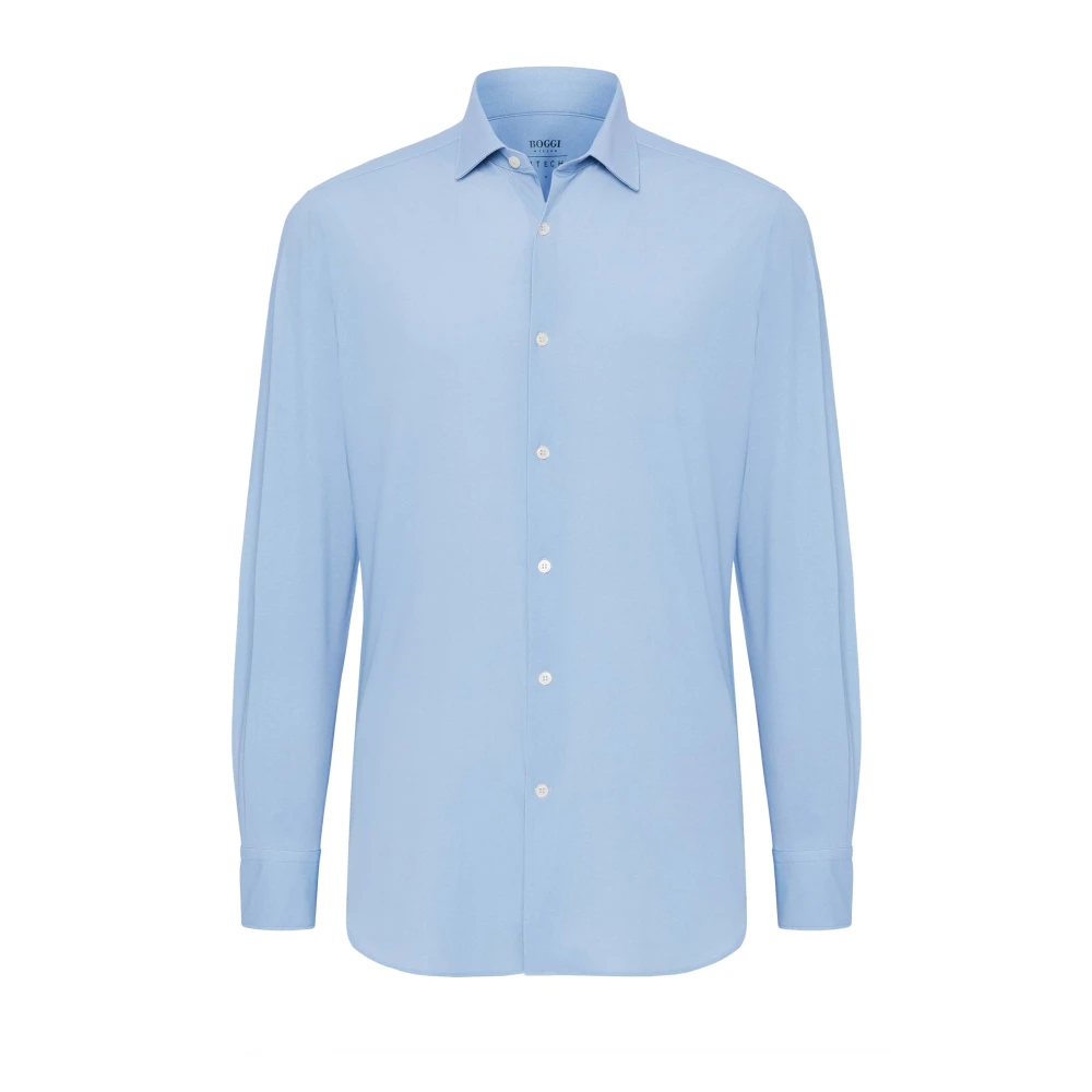 Boggi Milano B Tech Slim Fit Stretch Nylon Overhemd Blue Heren