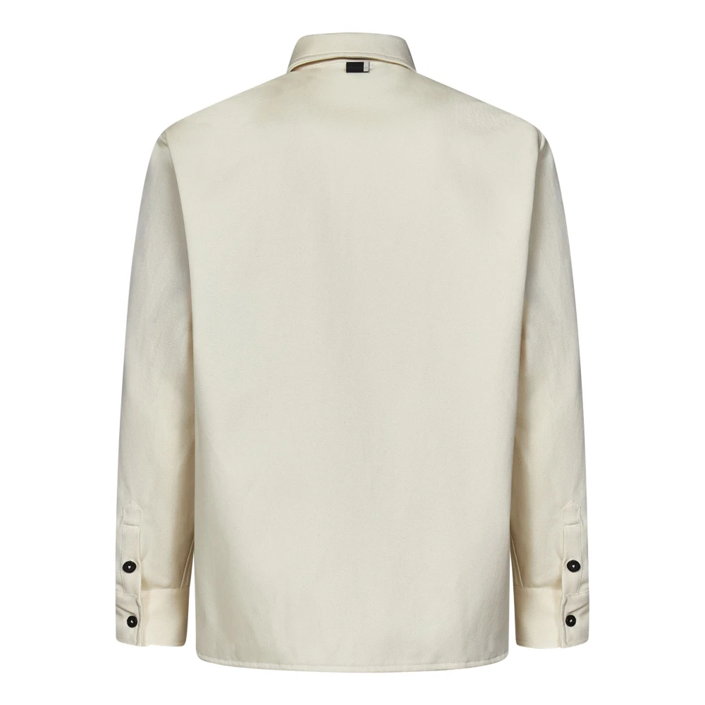 Low Brand Witte Wol Denim Overshirt Klepzakken White Heren