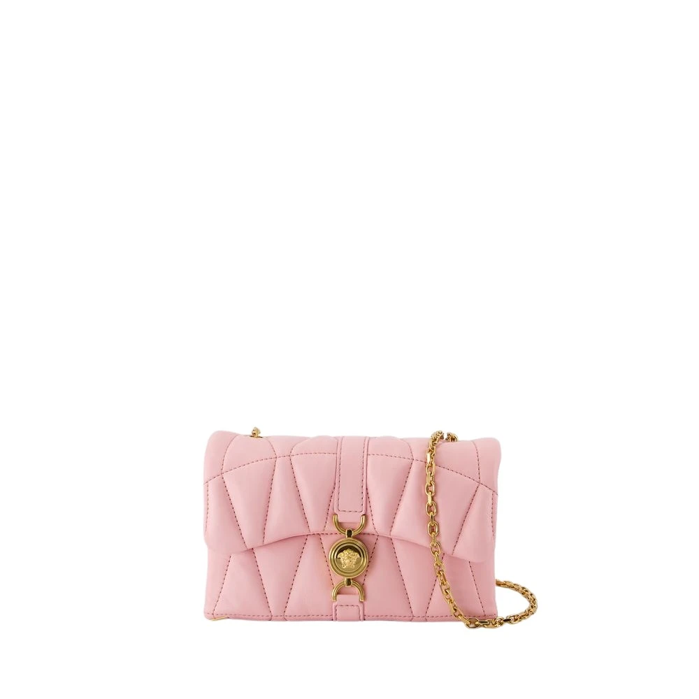 Versace Rosa Läder Crossbody Väska Quiltad Lammskinn Pink, Dam