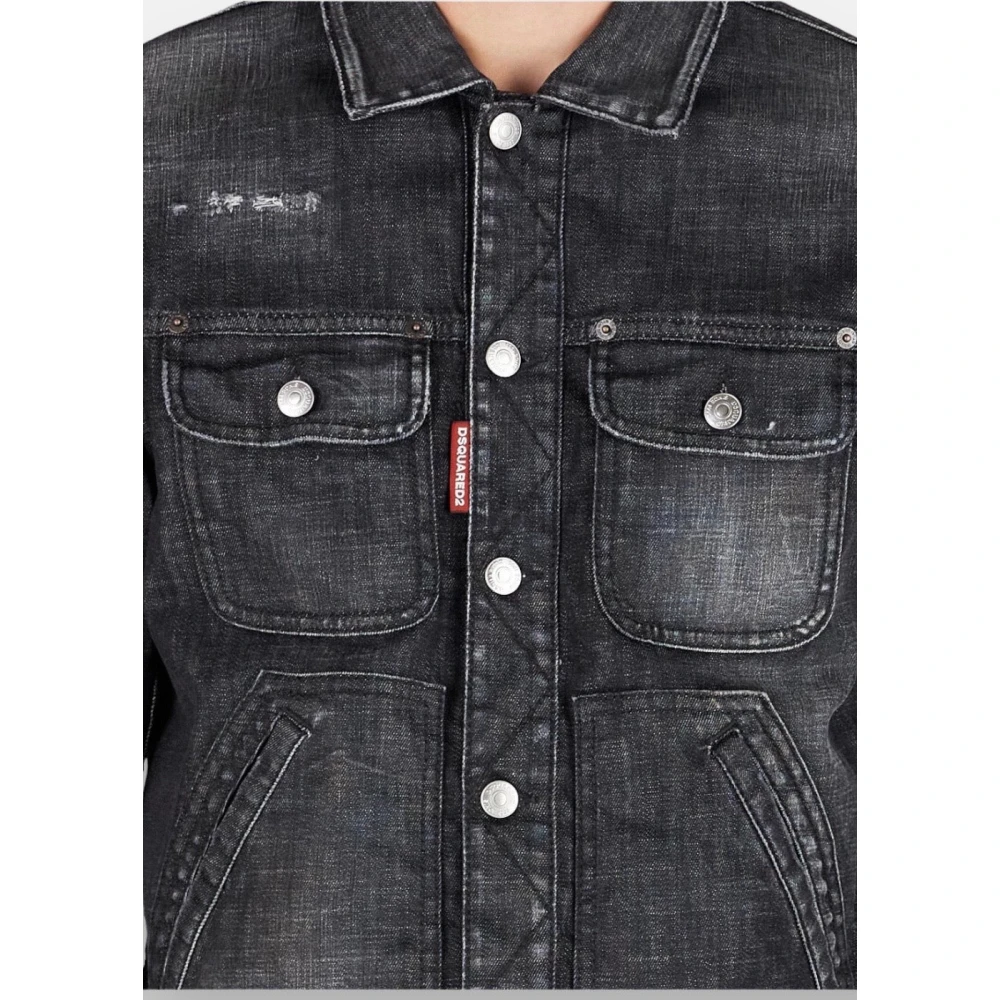 Dsquared2 Zwarte Stretch Denim Jack Black Heren