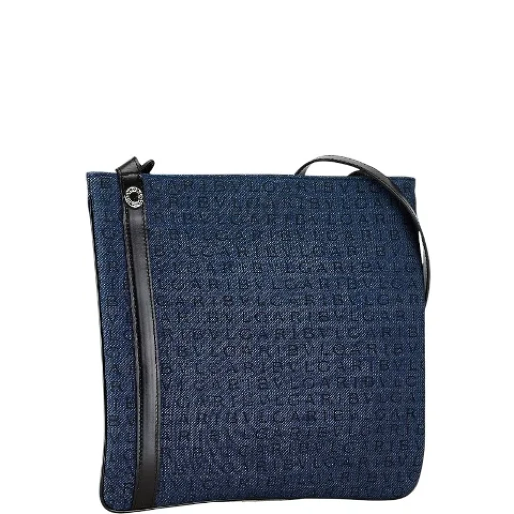 Bvlgari Vintage Pre-owned Canvas shoulder-bags Blue Dames