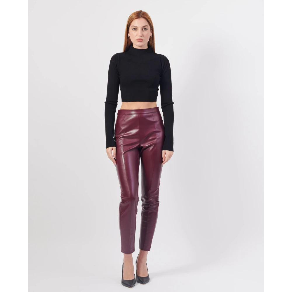 PATRIZIA PEPE Paarse Glam Rock Leggings met Rits Purple Dames
