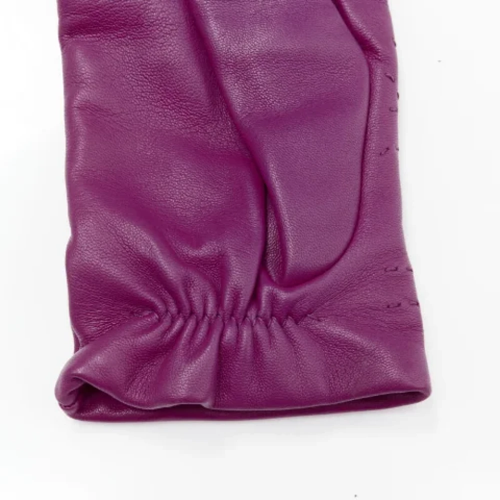 Hermès Vintage Pre-owned Leather gloves Purple Dames