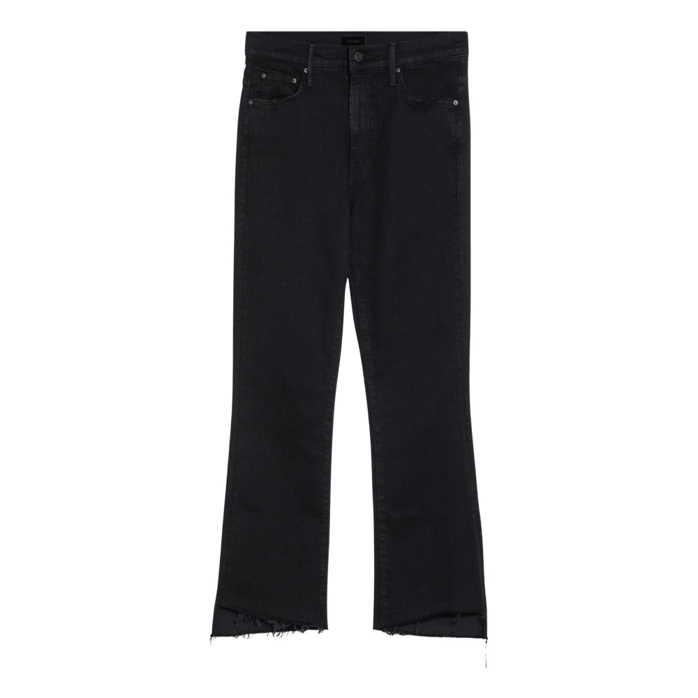 Mother Cropped Step Fray Jeans Black Dames