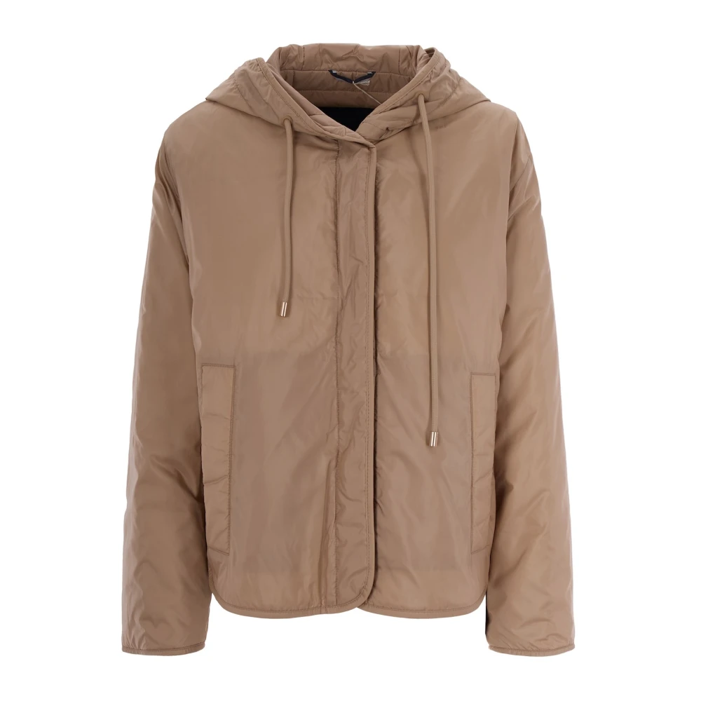 Max Mara Beige Padded Hooded Jacket In Water-Repellent Canvas - Female - Winter Jackets - Xs - Jackets