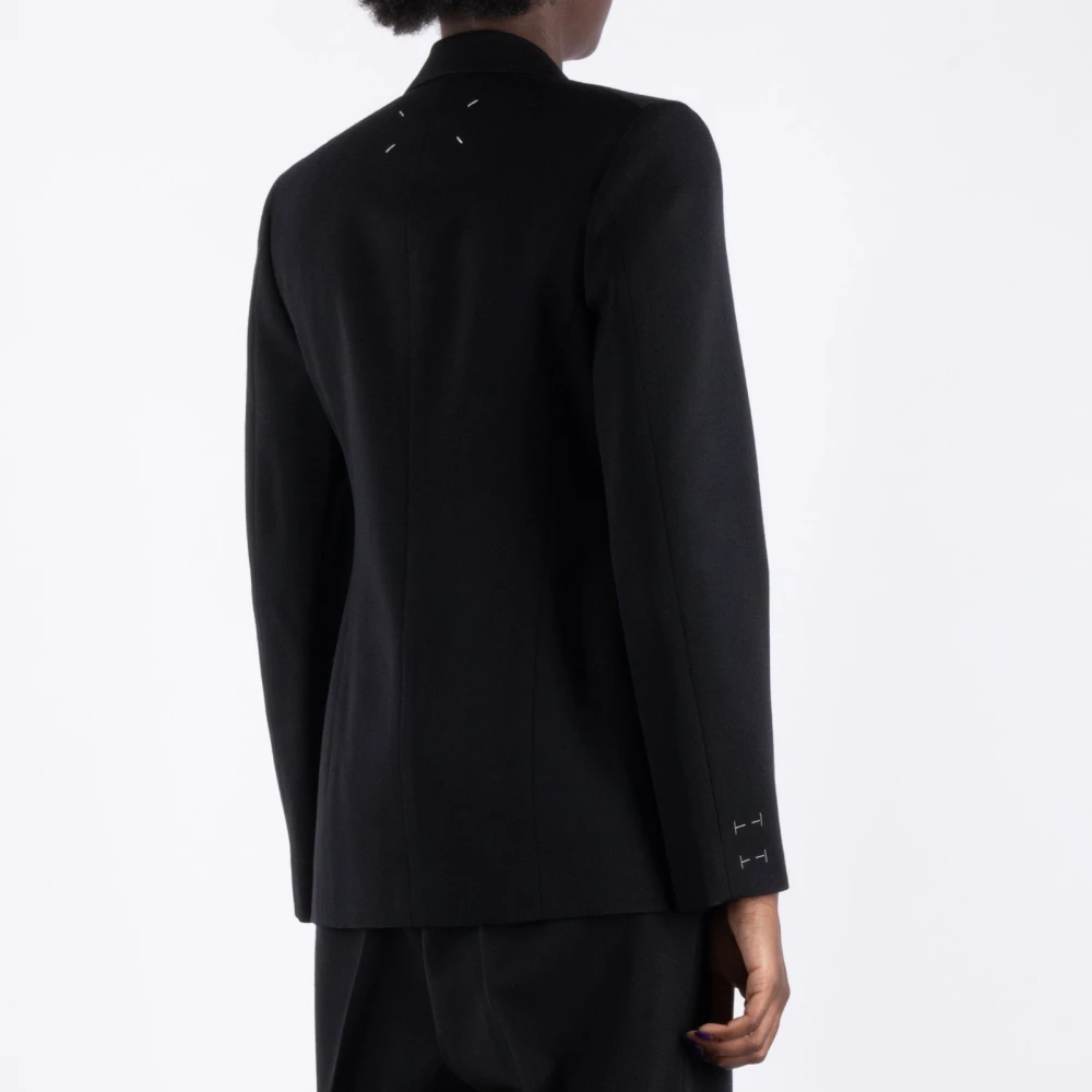 Maison Margiela Zwarte Wollen Jas Black Dames