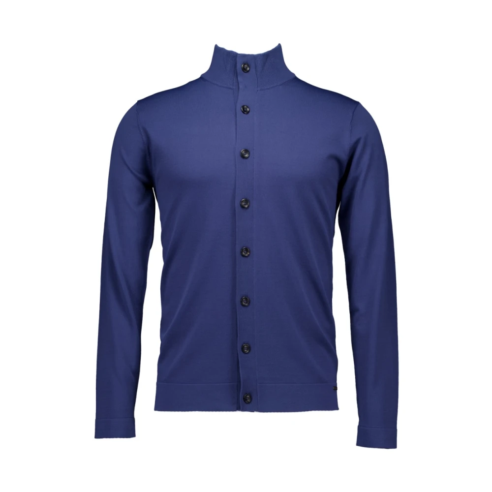 Genti Blauwe Cardigan Knopen Vest Blue Heren