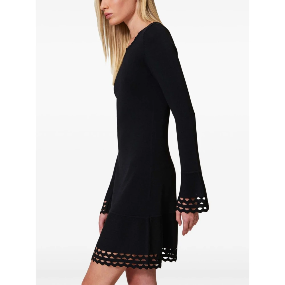 Twinset Zwarte Jurk met Ronde Hals Black Dames