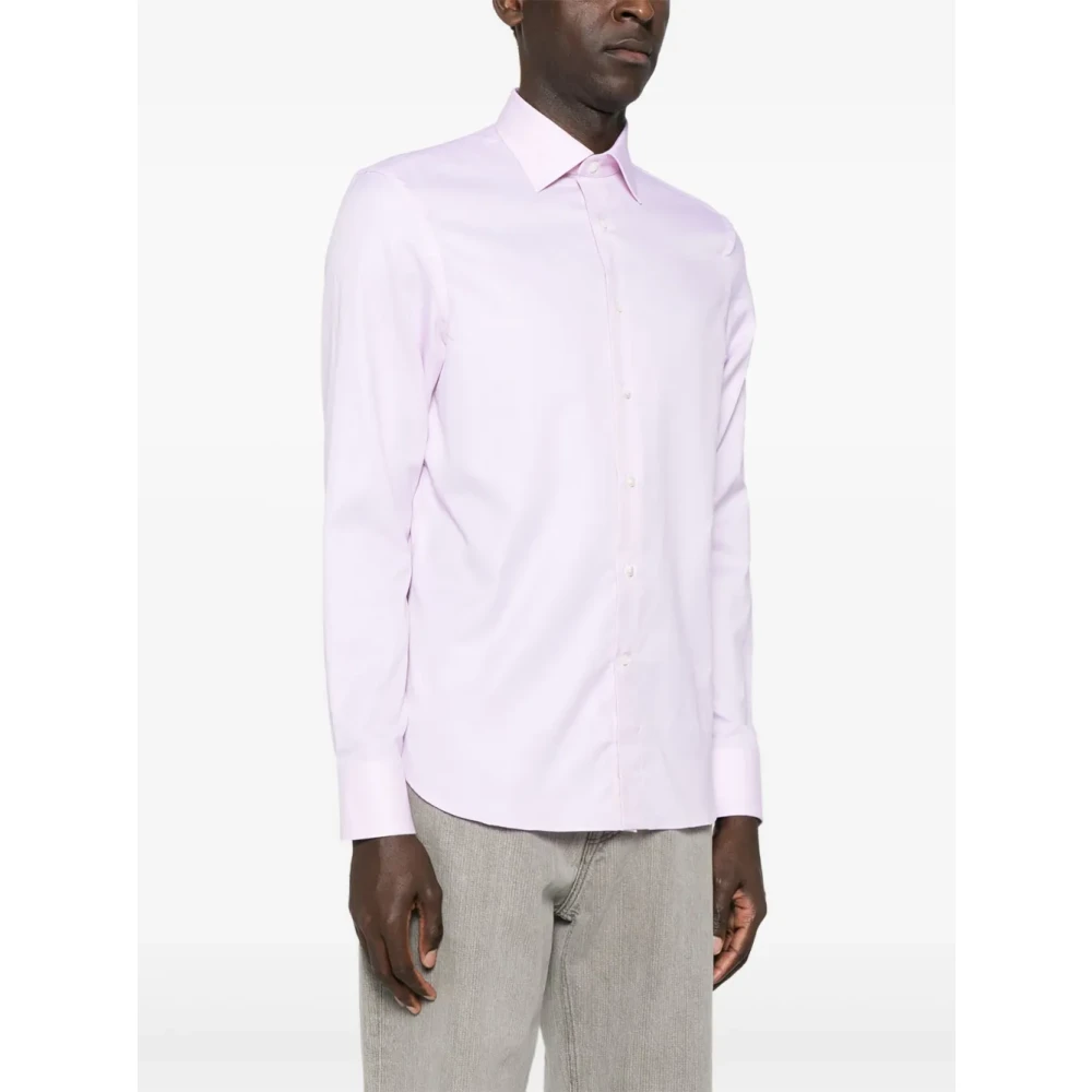 Canali Roze Oxford Overhemd met knoopsluiting Pink Heren