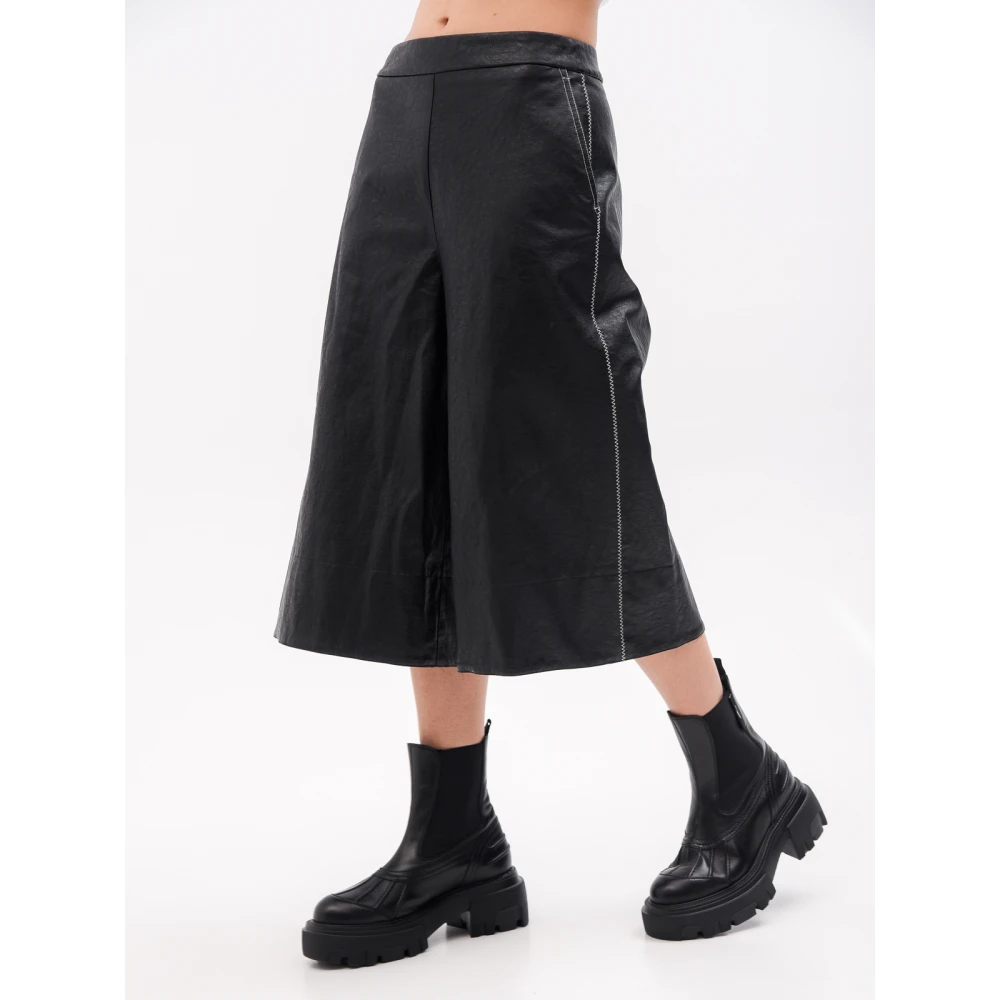 Beatrice .b Zwarte imitatieleren culotte broek Black Dames