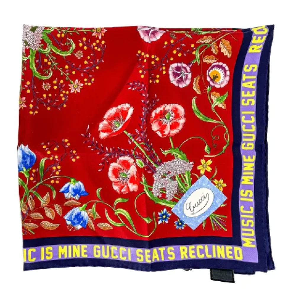 Gucci Vintage Pre-owned Silk scarves Red Dames