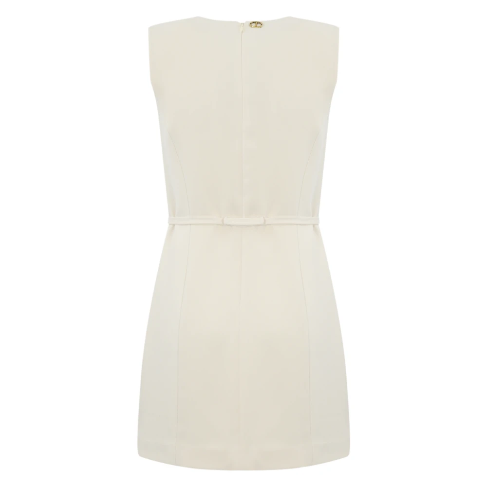 Twinset Mouwloze Crepe Jurk met Riem White Dames