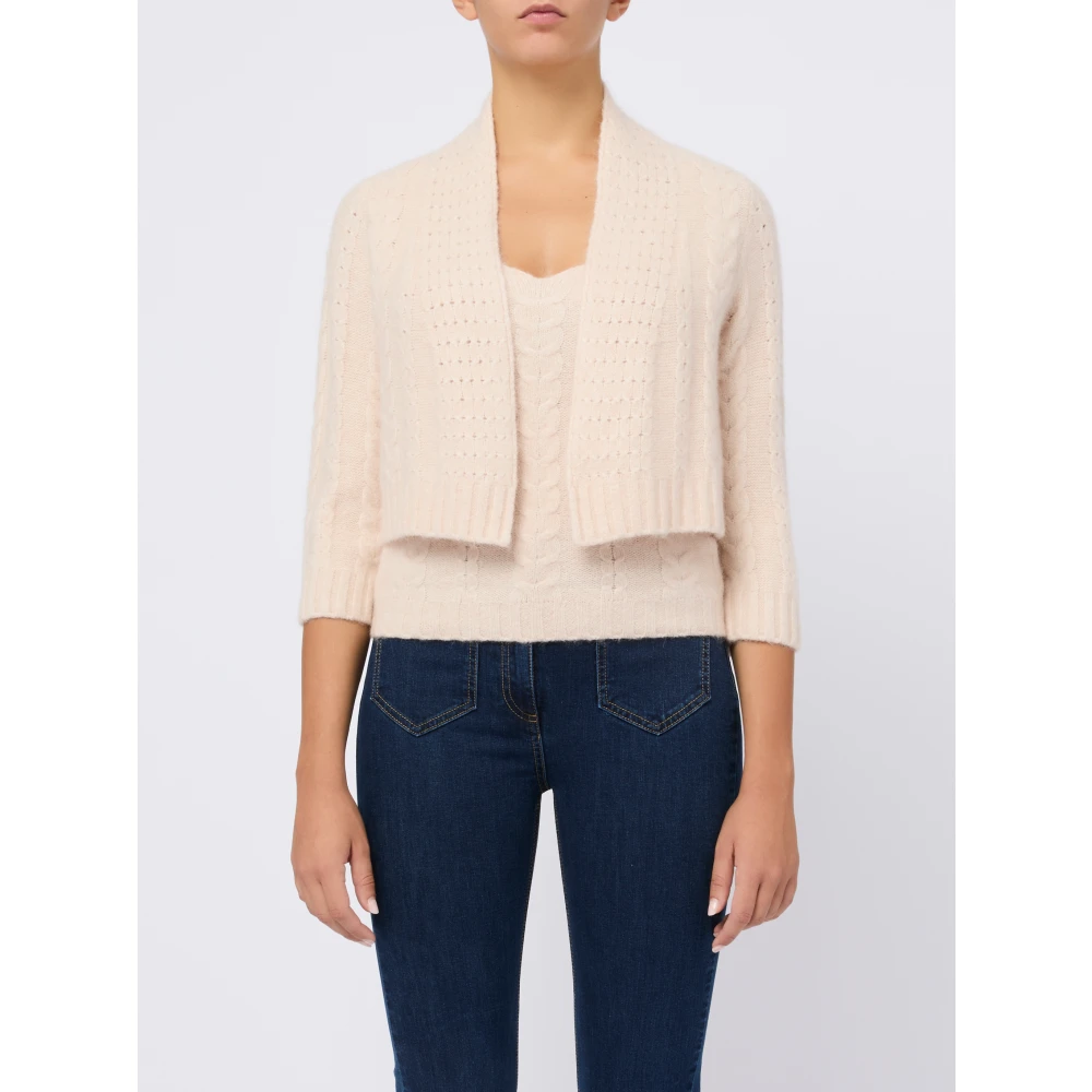 Kangra Beige Sweater Aw24 Hoge Hals Crop Beige Dames