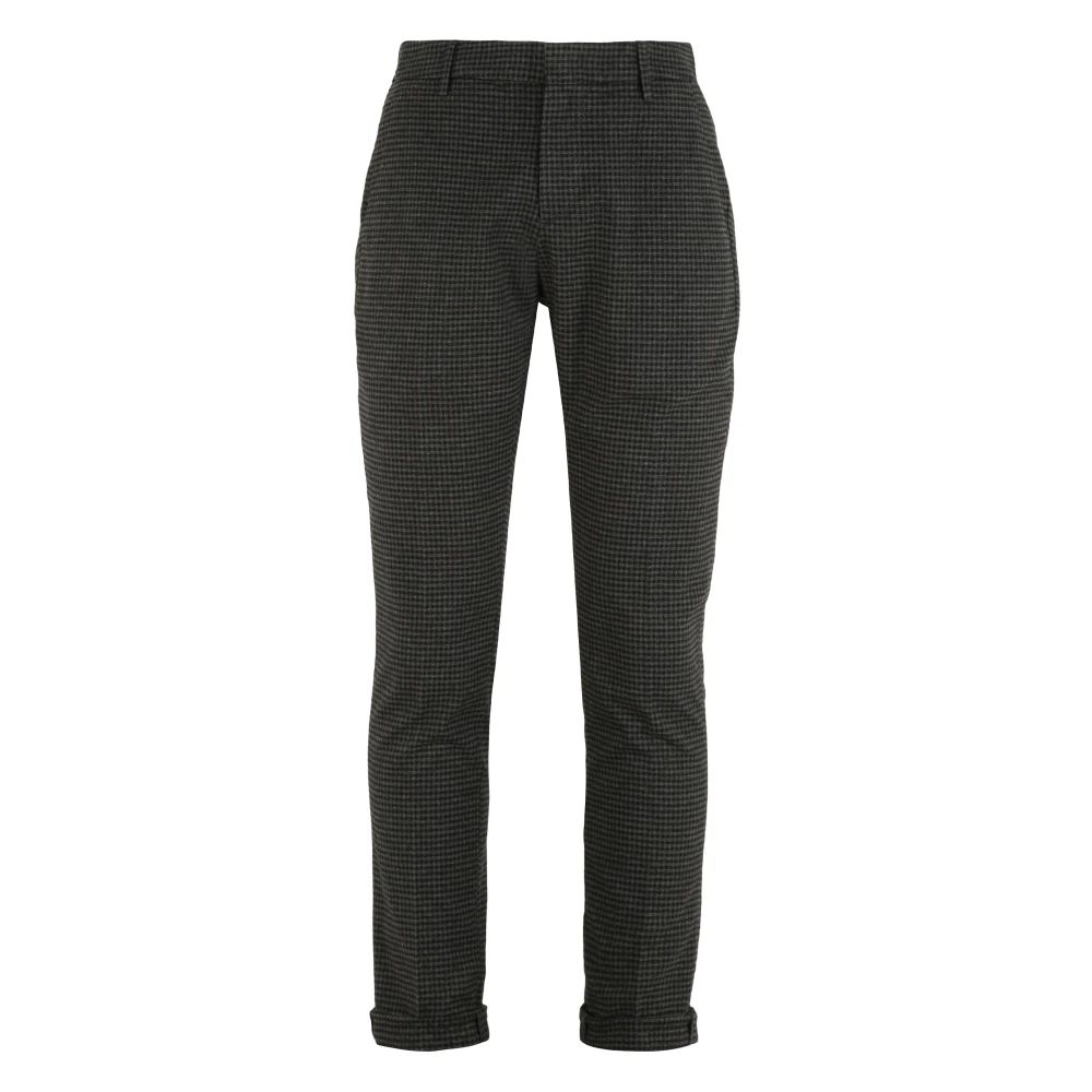 Dondup Geruite katoenen broek met omgeslagen zoom Gray Heren