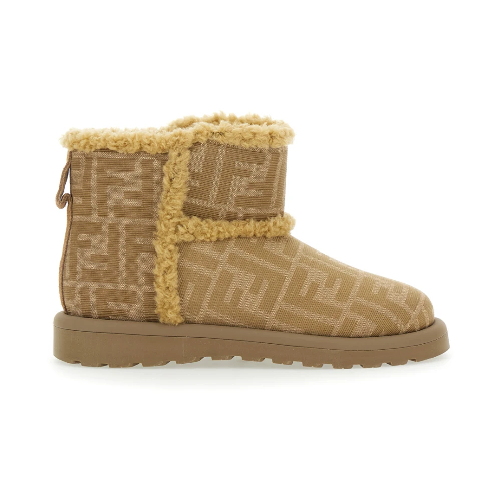 Fendi Women's Beige Ankle Boots With Ff Motif