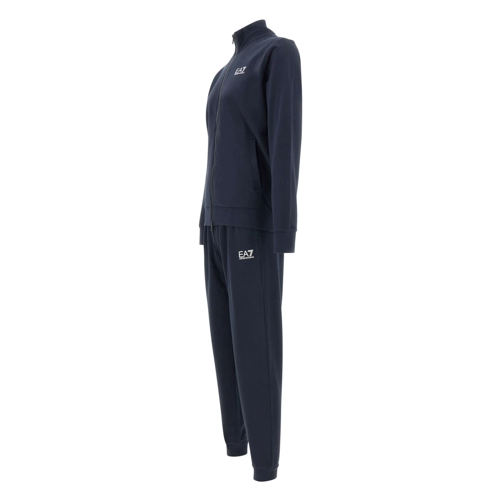 Emporio Armani EA7 Blauw Katoenen Trainingspak Set Blue Heren