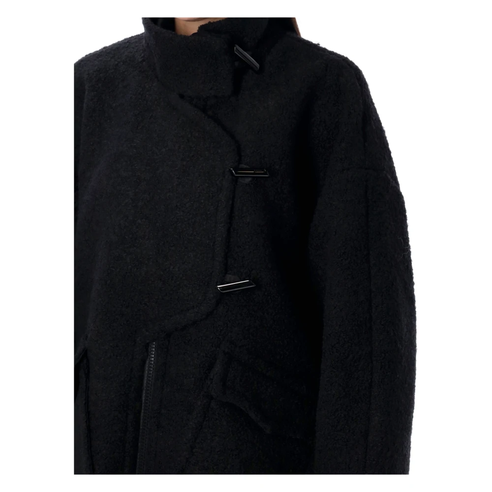 Ganni Zwarte Boucle Jas Buitenkleding Black Dames