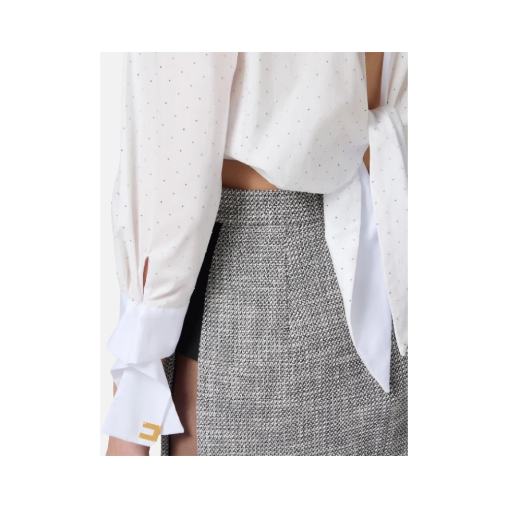 Elisabetta Franchi Witte Poplin Shirt met Dubbele Kraag White Dames