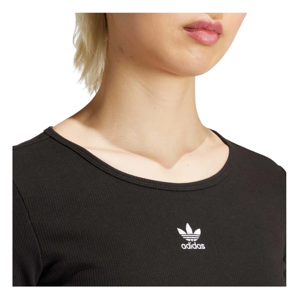 Adidas Essentials Geribbelde Crop Longsleeve T-shirt Black Dames