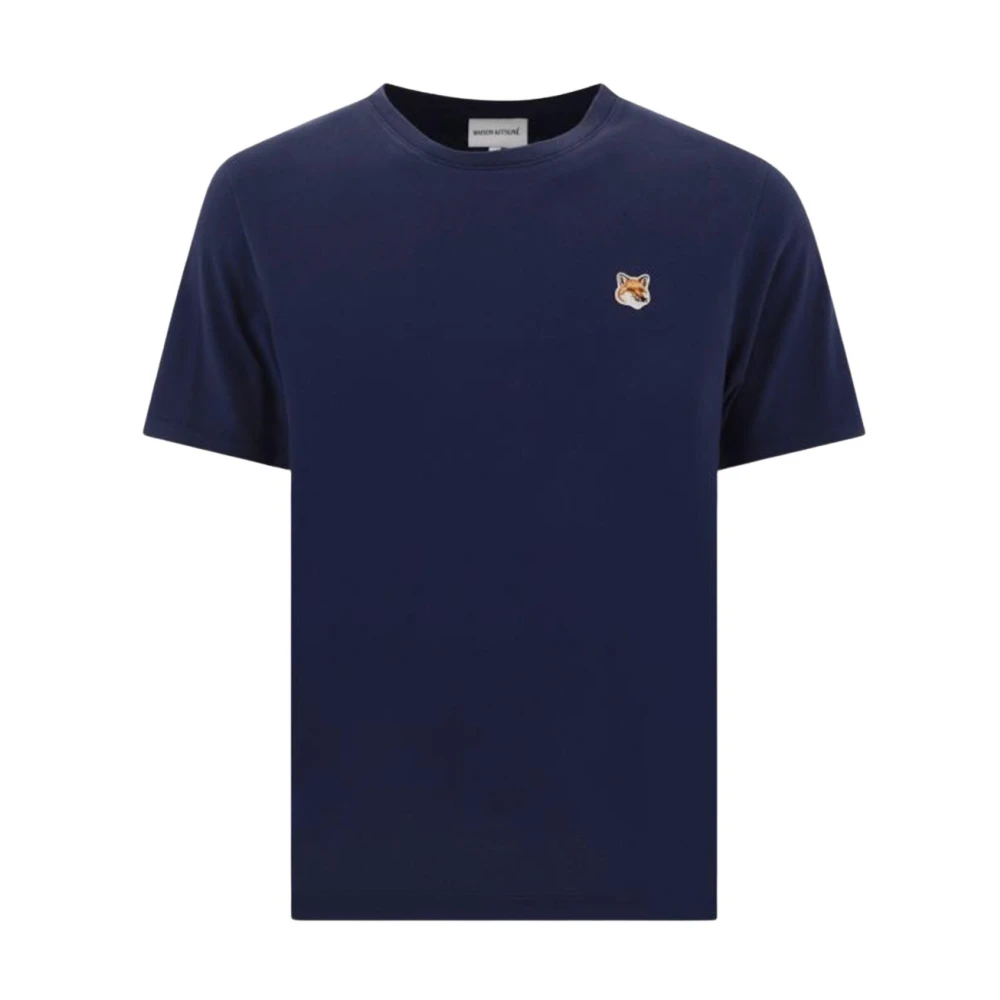 Maison Kitsuné Vos Katoenen T-Shirt Blue Heren