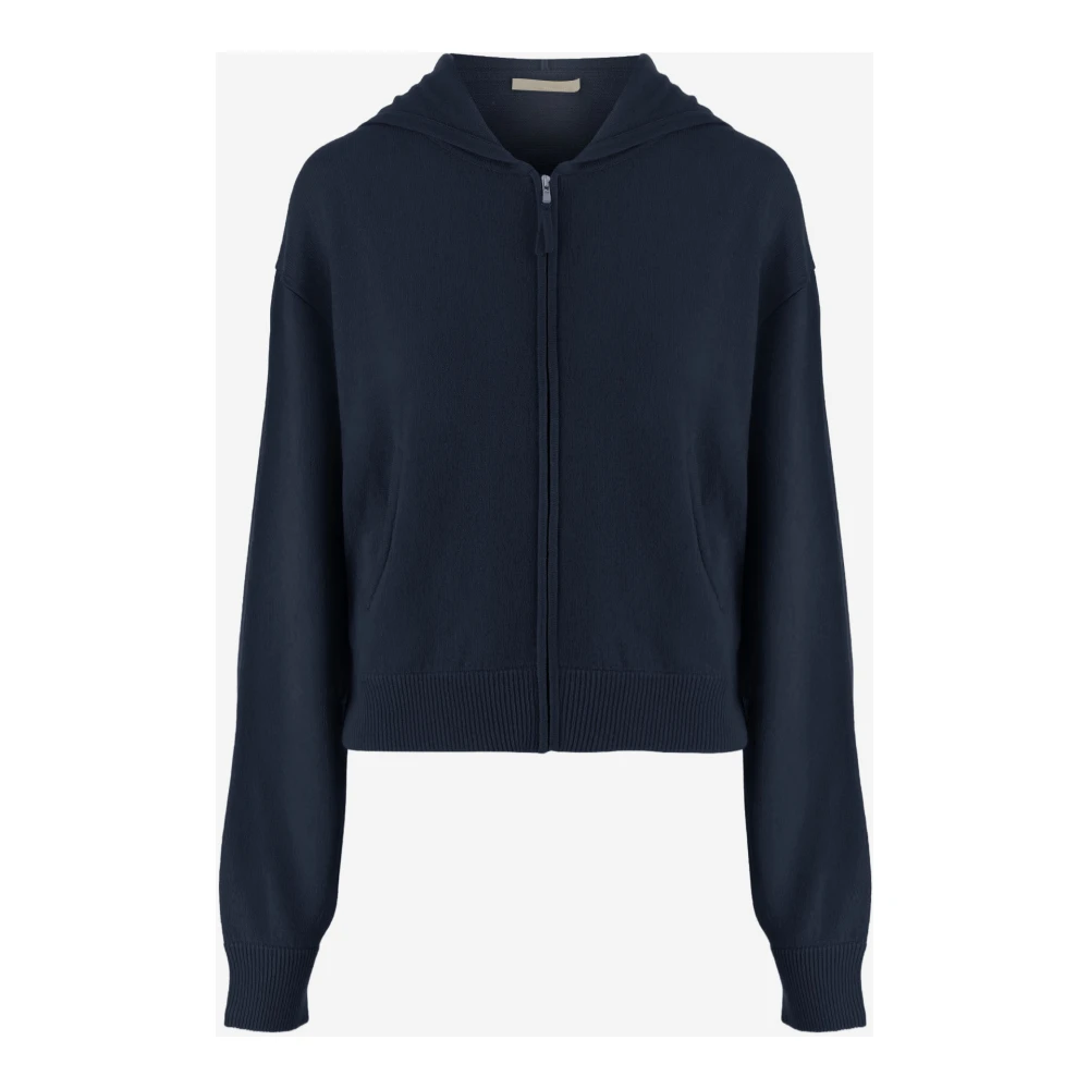 Allude Blue Wool And Cashmere Knit - Female - Zip-Throughs - Xs - Sweatshirts & Hoodies