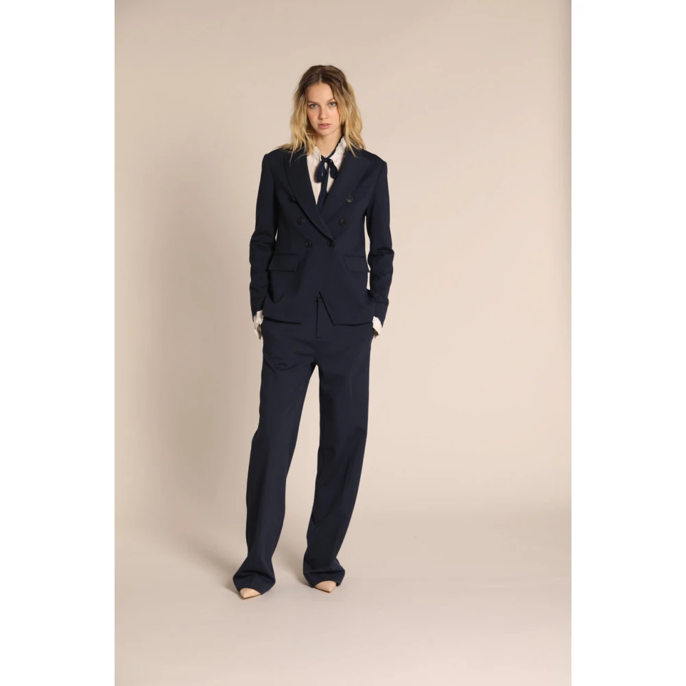 Mason's Navy Blue Dames Blazer Jersey Stijl Blue Dames