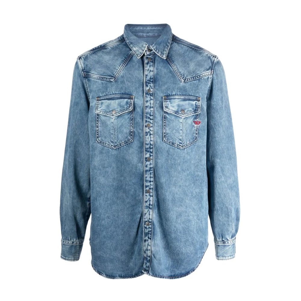 Diesel Men's Blue Denim Shirts, S, Denim Shirt