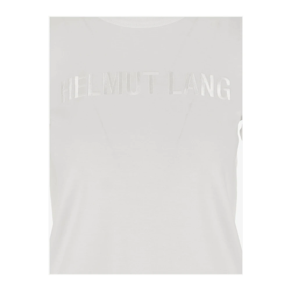 Helmut Lang Katoenen Crew Neck T-shirt Geborduurd Logo White Dames