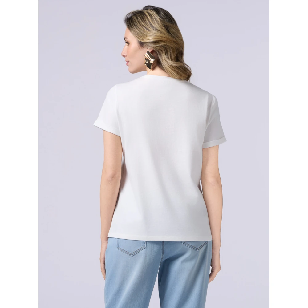 Oltre T-shirt met sierpatch White Dames