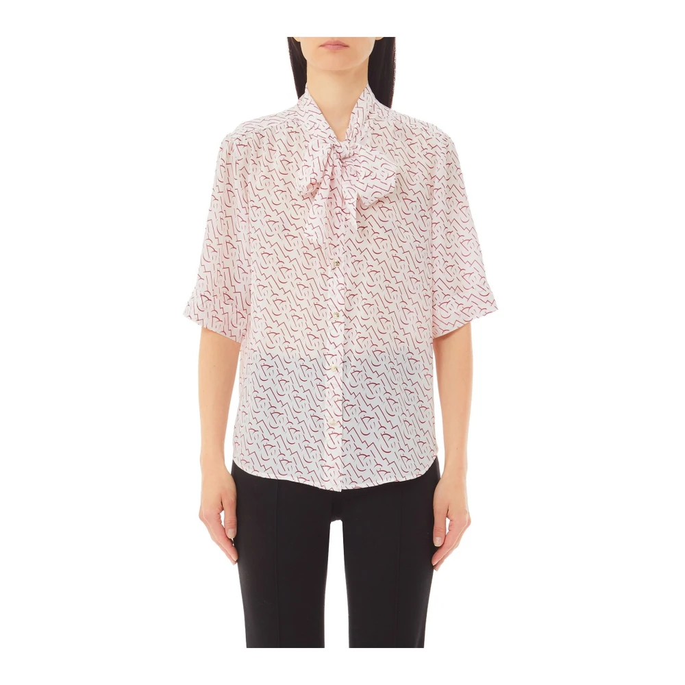 Liu Jo Blouse met korte mouwen en strikdetail White Dames
