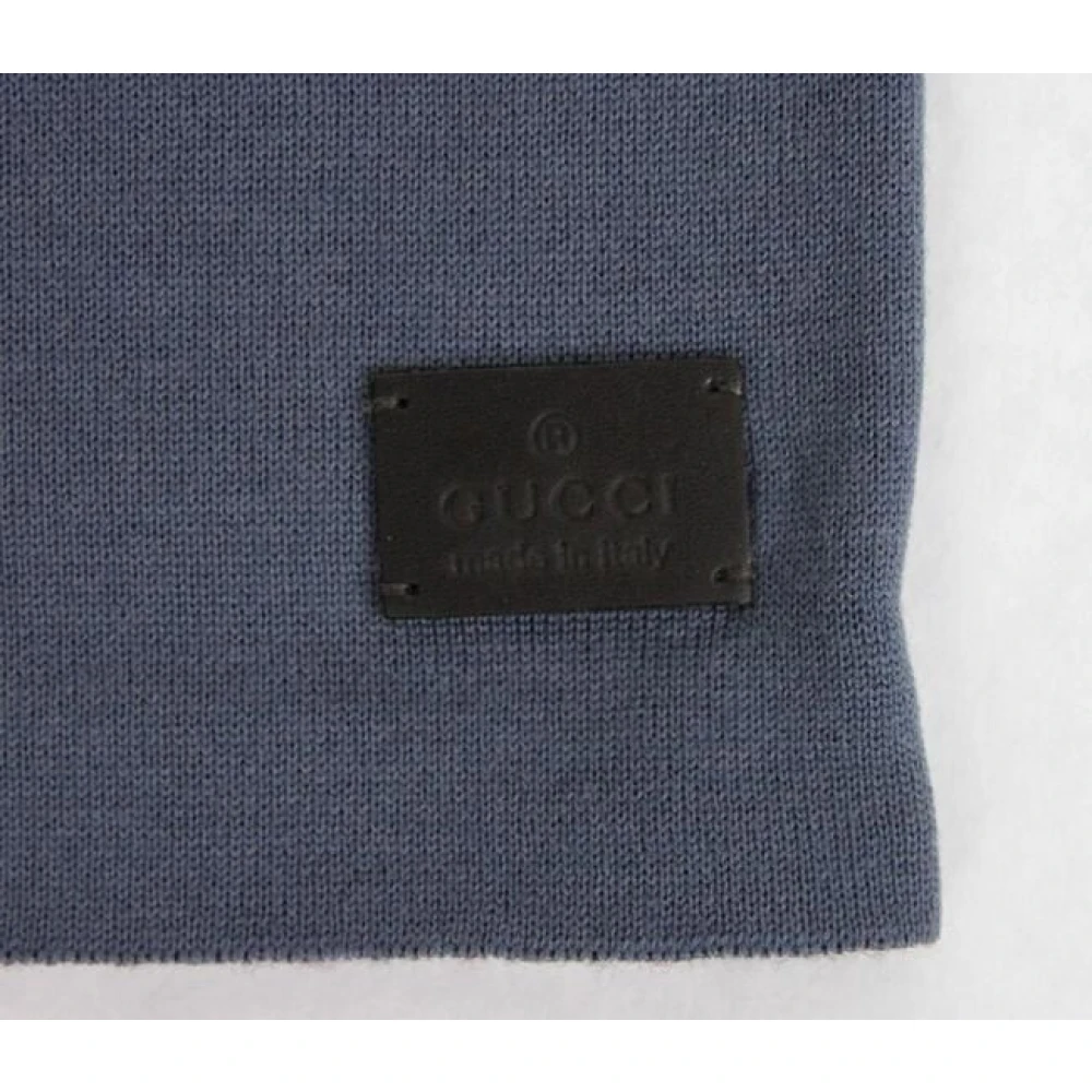 Gucci Unisex Bourgondisch Blauwe Wollen Beanie Medium Gebreide Muts Gray Heren