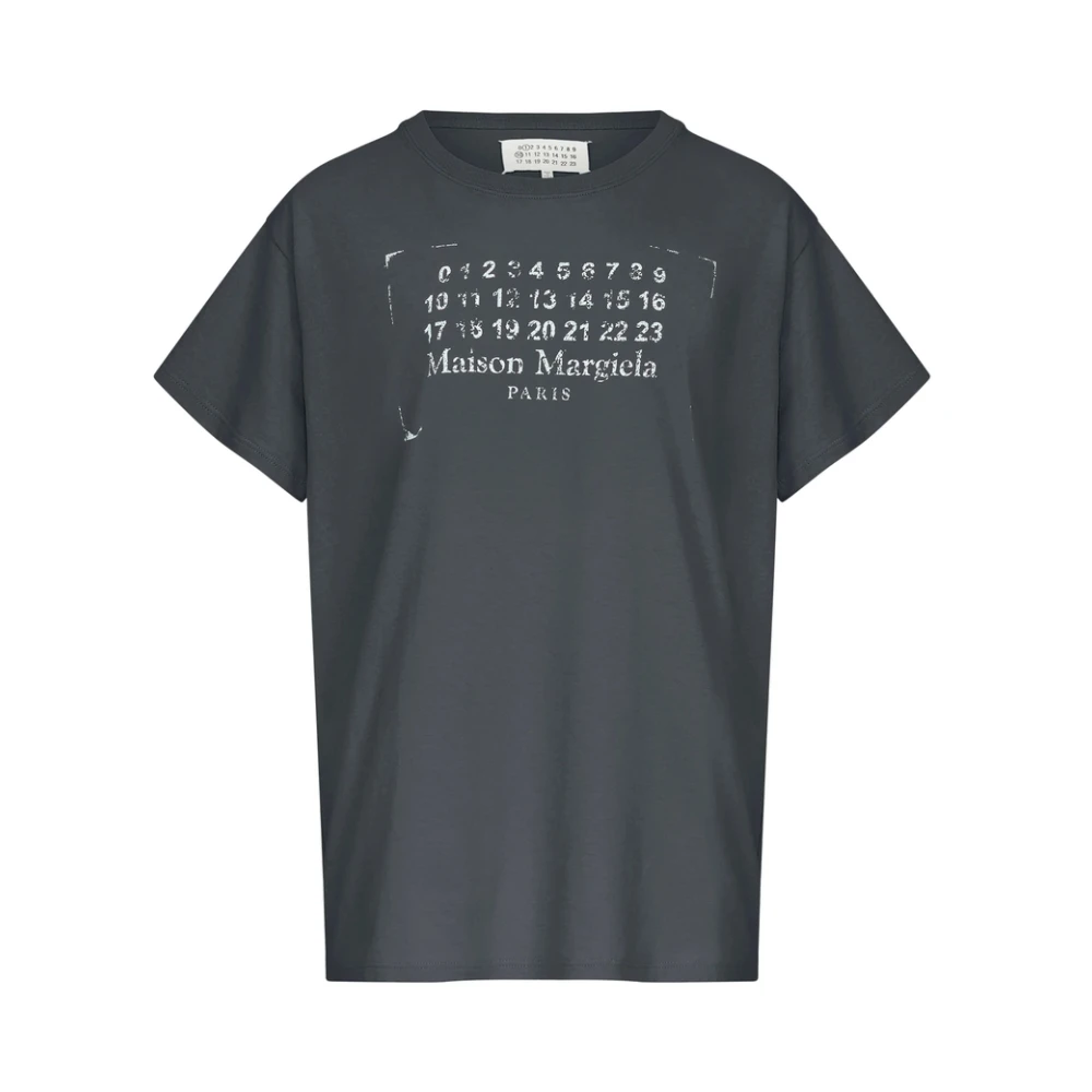 Maison Margiela Donkergrijze Katoenen Logo Print T-shirt Gray Heren