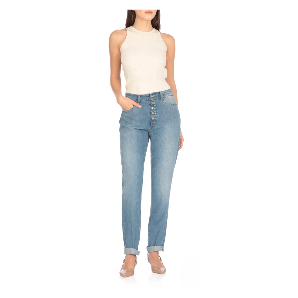 Dondup Blauwe Katoenen Jeans met Juweelknopen Blue Dames