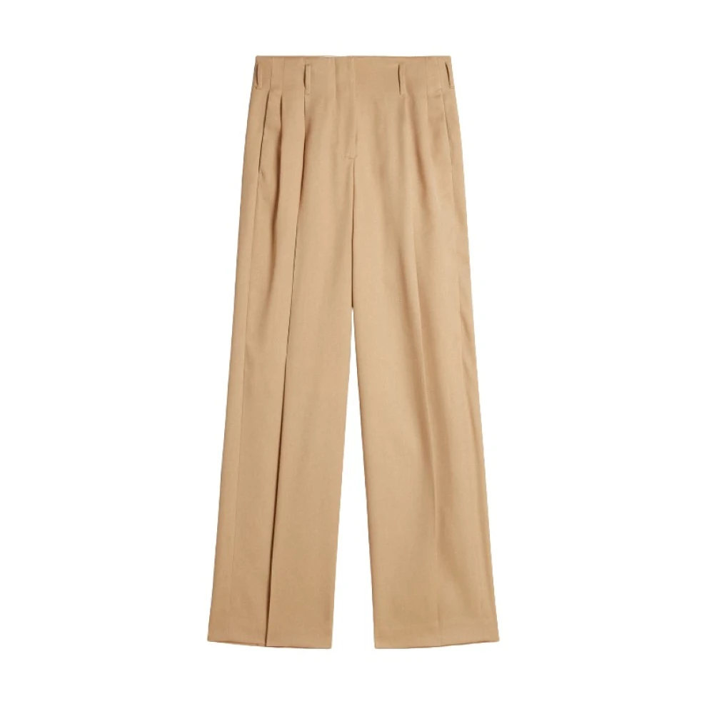 Golden Goose Women's Beige Wide Trousers, L, Chic Trousers For A Stylish Look