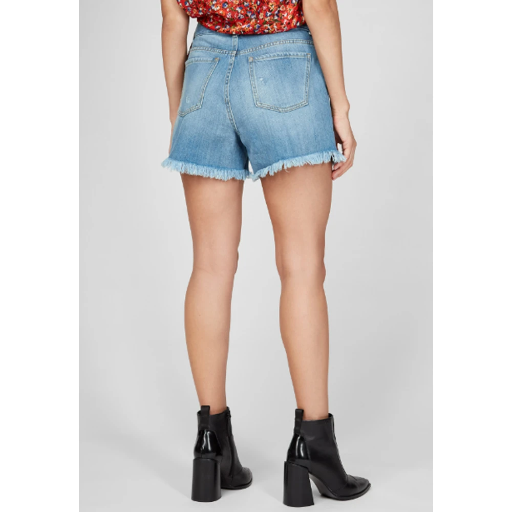 pinko Vintage Denim Shorts met Franjes Blue Dames