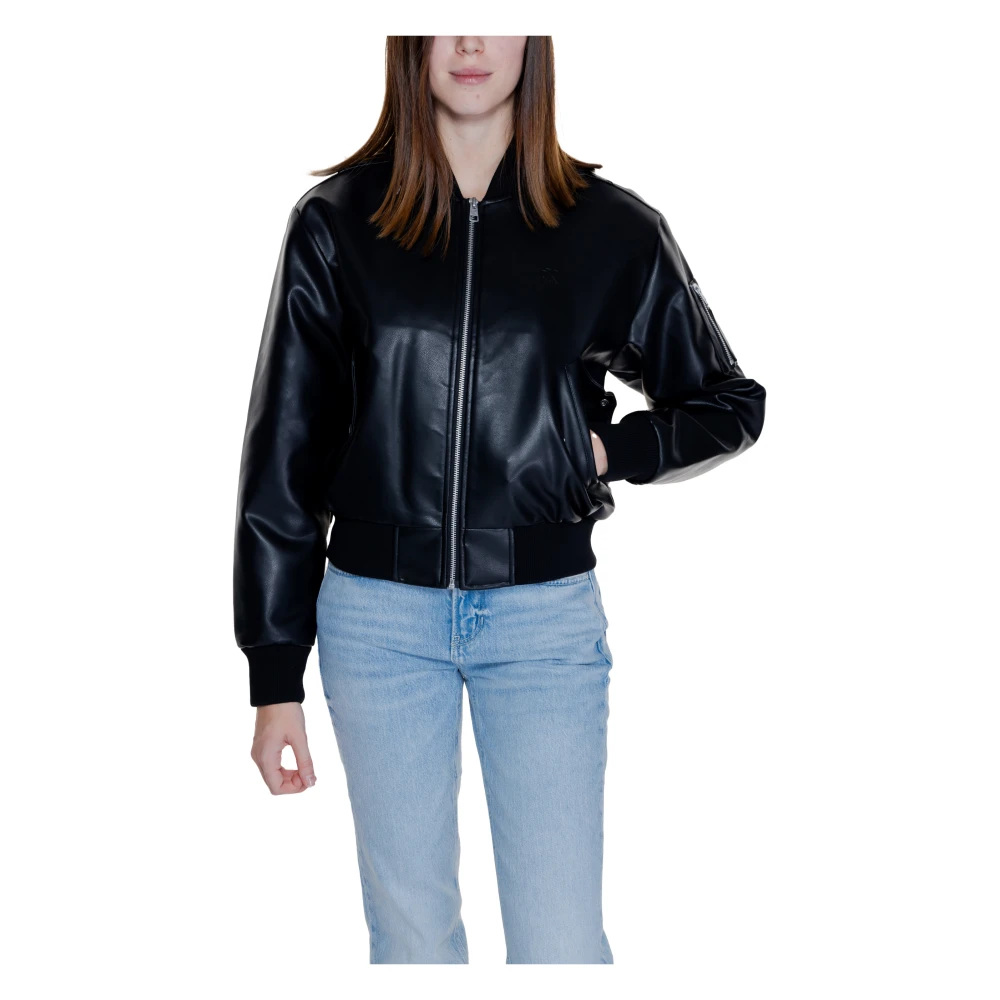 Calvin Klein Jeans Imitatie Leren Bomberjack Vrouwen Black Dames