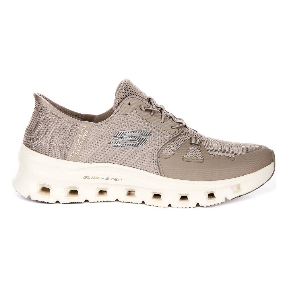 Skechers Women's Gray Sneakers, 7 Uk, Taupe Mesh Trainers For