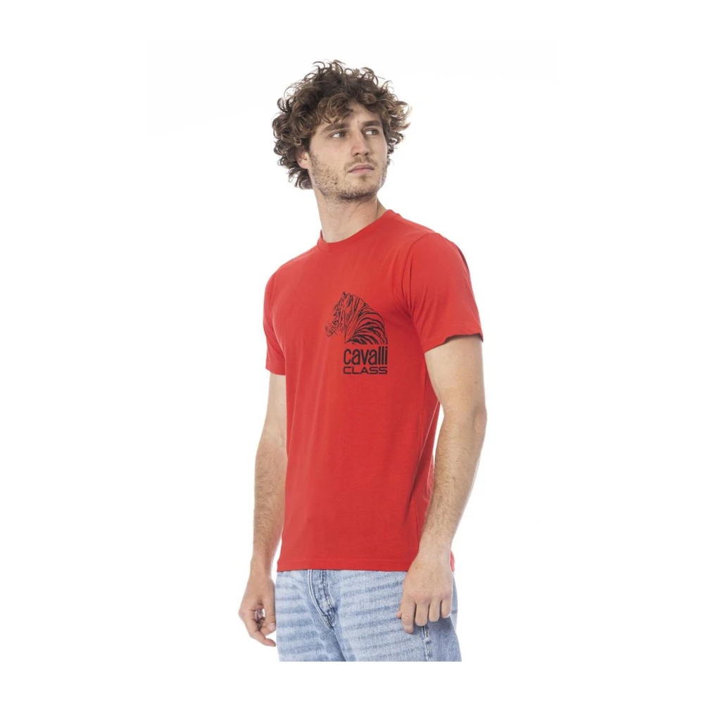 Cavalli Class Logo Print Katoenen T-shirt Red Heren