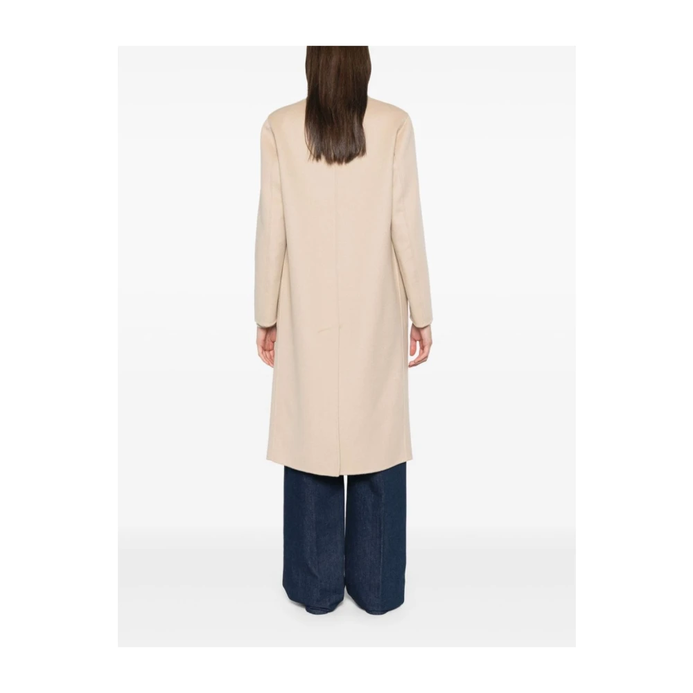 Paltò Beige Wollen Blend Double-Breasted Jas Beige Dames