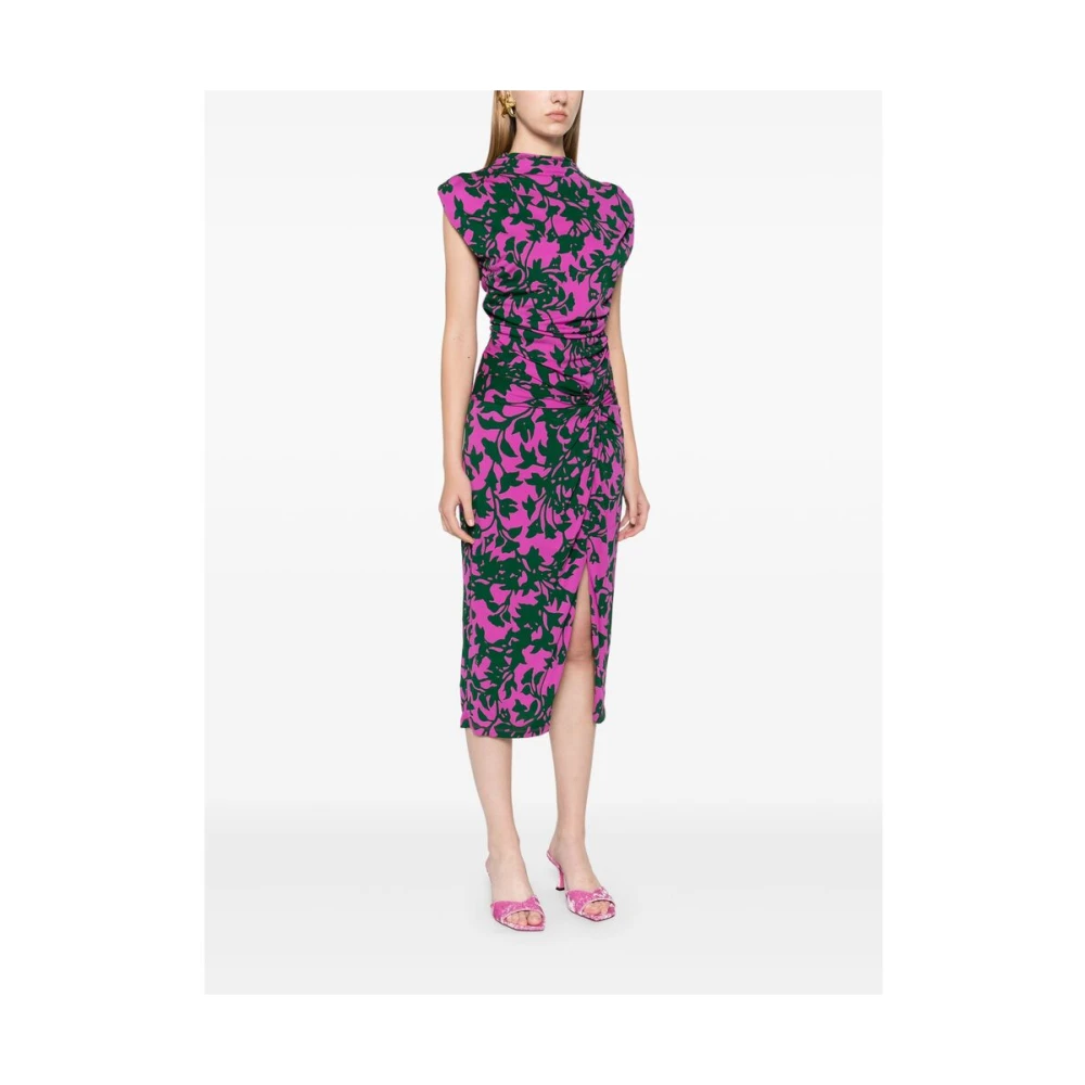 Diane Von Furstenberg Bloemenprint Jurk met Knoopdetails Multicolor Dames