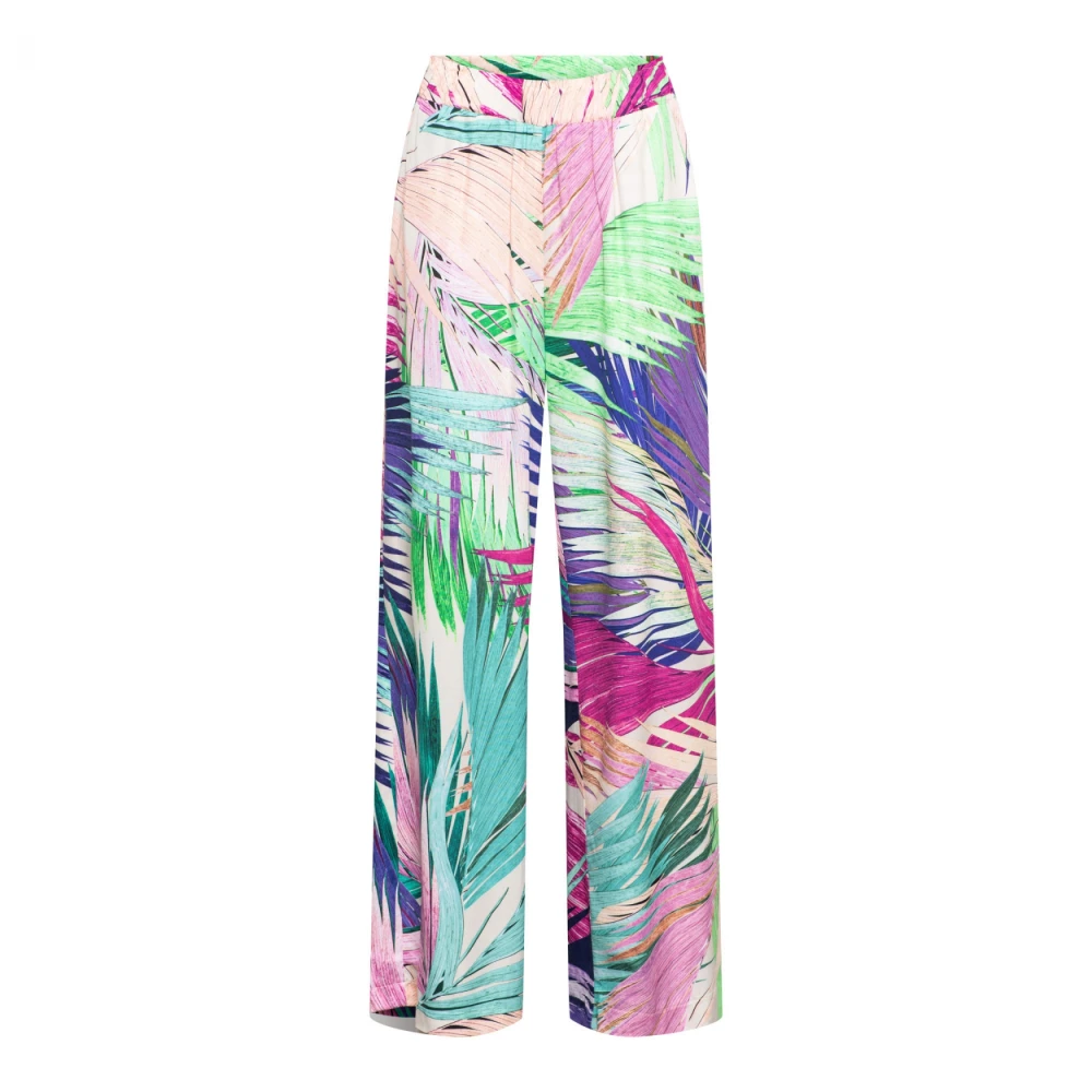 &Co Woman Bladprint Wijde Broek Multicolor Dames