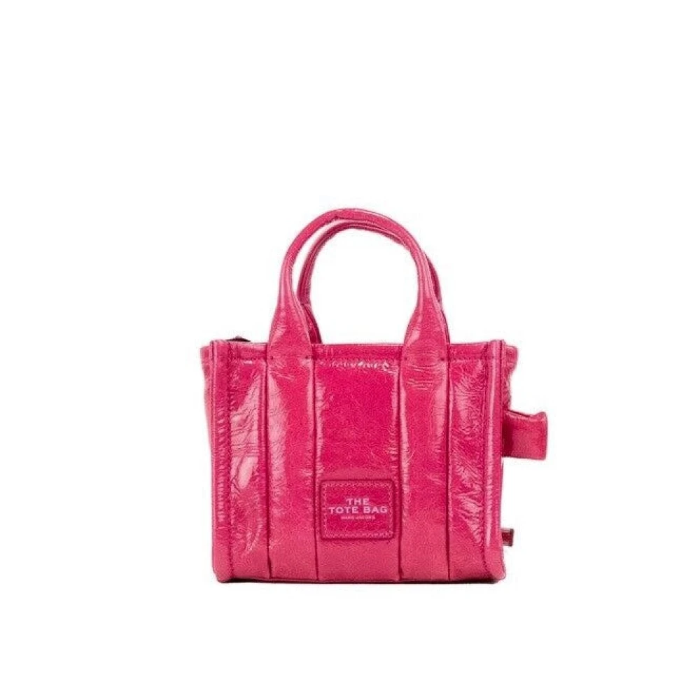 Marc Jacobs Magenta Crinkle Micro Tote Crossbody Väska Pink, Dam